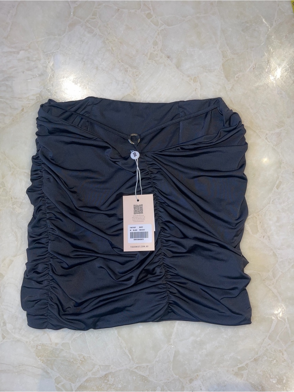 NWT Tiger Mist Fantasy Skirt Black Ruched Mini Size M